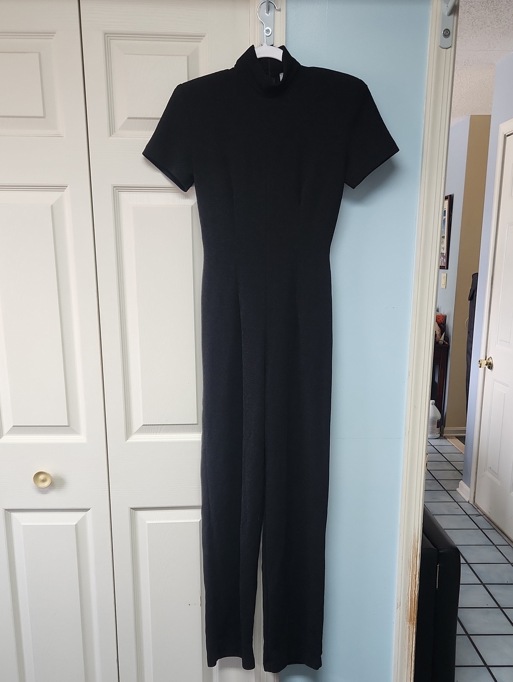 Scarlett Black Short-Sleeve Mock Neck Jumpsuit